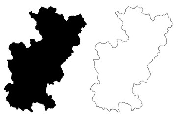 District of Gjilan (Republic of Kosovo and Metohija, Districts of Kosovo, Republic of Serbia) map vector illustration, scribble sketch Gnjilane map