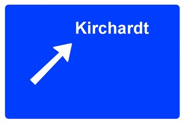 Illustration eines Autobahn-Ausfahrtschildes mit der Beschriftung 