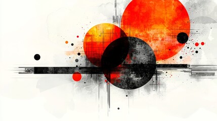 Obraz premium A black and orange abstract background with circles and lines
