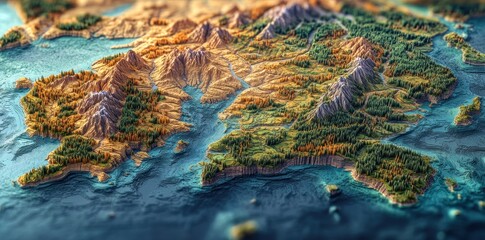 Coastal Mountains and Forests Aerial View