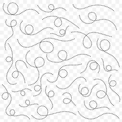 Hand drawn dotted curved line shape. Curved line icon collection. Vector illustration isolated on white background. eps 10.