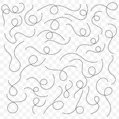 Hand drawn dotted curved line shape. Curved line icon collection. Vector illustration isolated on white background. eps 10.