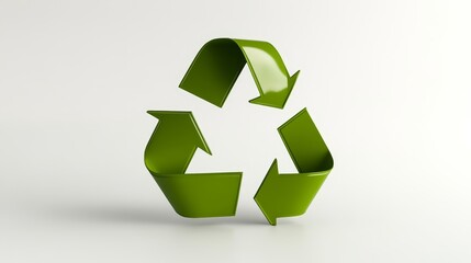 Green Recycling Symbol on White Background