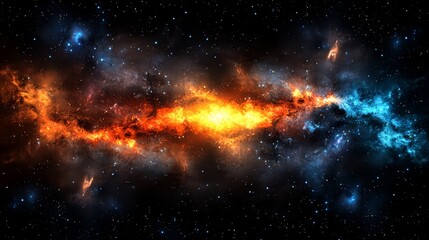 A black hole in the center of a nebula with stars in the background