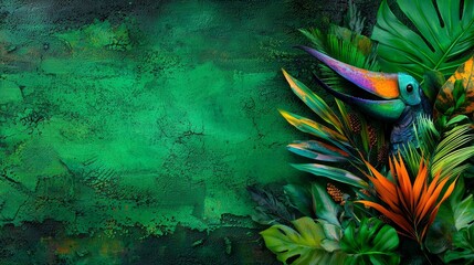 A colorful bird sitting on top of a lush green plant