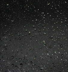 Close Up of Rain Drop Bubble Water on Glass Metal Background with Condensation