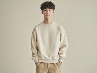 Full body portrait of handsome young Southeast Asian man