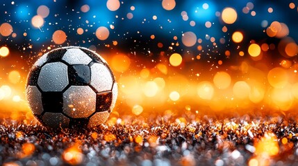 Fototapeta premium A soccer ball sitting on top of a field of grass