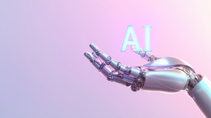 Robot hand holding the word AI. Technology, machine learning, neural network, Artificial Intelligence.