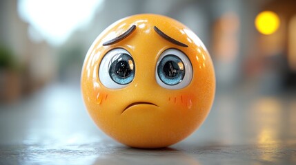 Sad Emoji Sphere Showing Distress And Tears