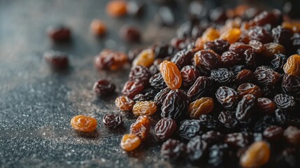 Varied Raisins Scattered on Surface 