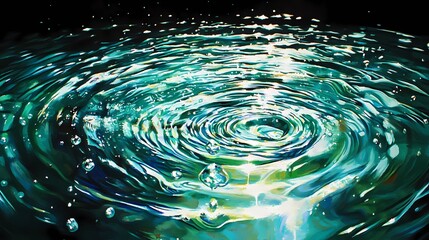 Blue green raindrop water ripple illustration poster background