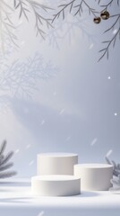 3D podium display, Christmas background for product presentation or text.