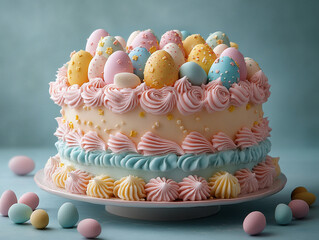 Frosted decorated Easter cake
