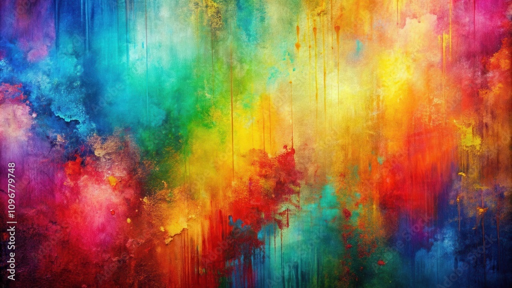 Aufkleber Abstract Colorful Splashes and Drips on a Textured Surface
