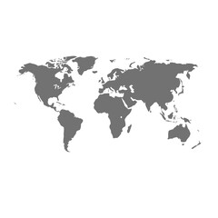 Fototapeta premium Gray world map silhouette flat vector illustration on an isolated white background