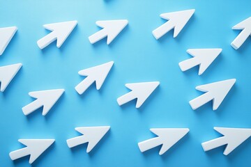 White arrow patterns on blue background representing direction and movement