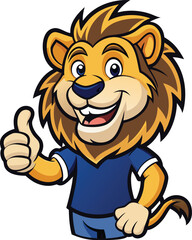 Fototapeta premium Cheerful Lion Mascot doing thumbs up