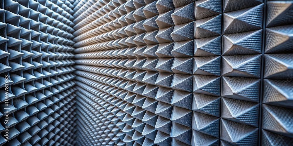 Poster Abstract geometric pattern of triangular shapes in a repeating grid, creating a visual illusion of depth and perspective