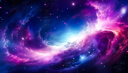 Fototapeta premium Galaxy with swirling nebulae and sparkling stars wallpaper for laptop