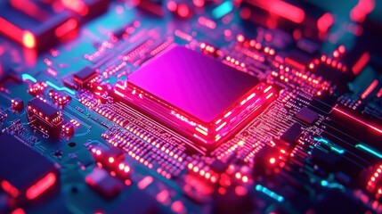 Obraz premium Vibrant Motherboard Close-Up 