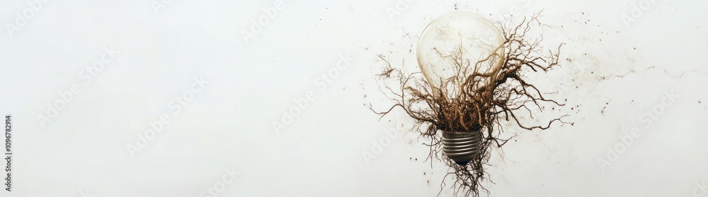 Aufkleber A light bulb merging with roots, symbolizing the connection between ideas and nature.