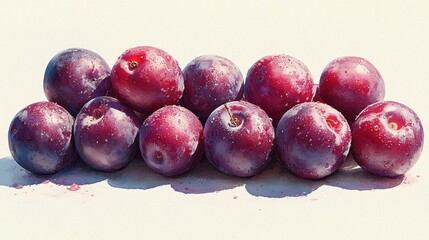 Obraz premium A Cluster of Juicy Plums, Still Life Watercolor Painting