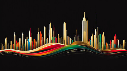 Abstract black background with Colorful charts and graphs with statistics to innovative analyze business potential and forecast future development of companies growth.