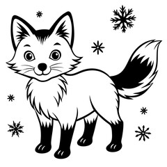 Christmas Playful Arctic Fox with white background