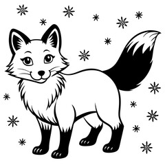 Christmas Playful Arctic Fox with white background