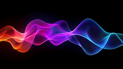 Wavy lines, neon colors, abstract flow, subtle glow. Psychedelic Neon Waves. Illustration