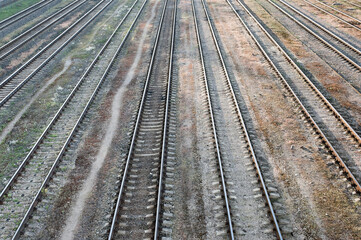 railway tracks without trains and carriages