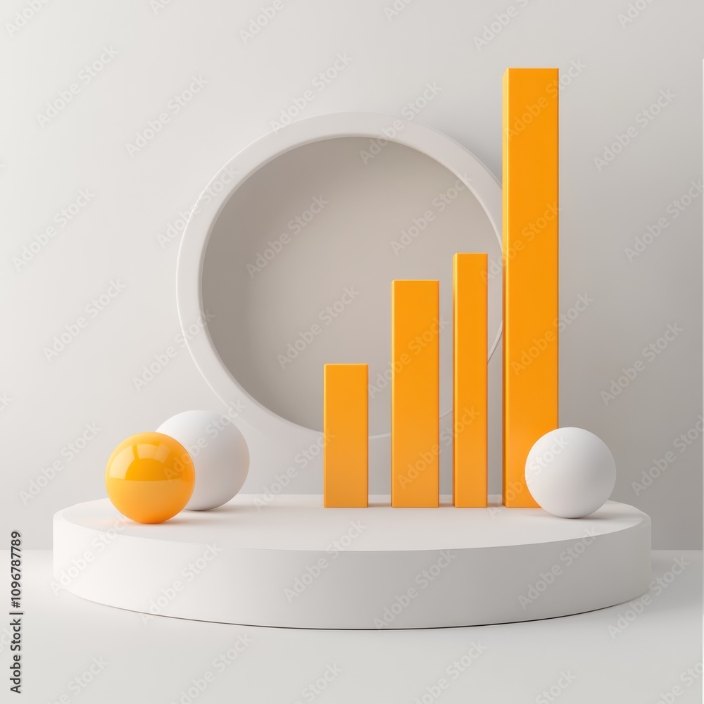 Poster Abstract representation of growth with geometric shapes in a minimalistic setting.