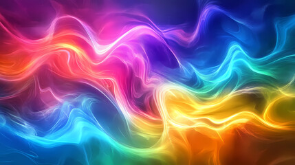 Obraz premium Captivating iridescent neon holographic wave in vibrant color saturated digital artwork. Psychedelic Neon Waves. Illustration