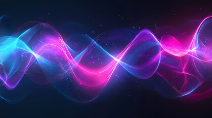 Obraz premium Abstract swirling neon waves in blue, pink, and purple on a dark background. psychedelic dream waves. illustration. Psychedelic Neon Waves. Illustration
