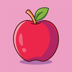 A drawing of an apple with a leaf on it