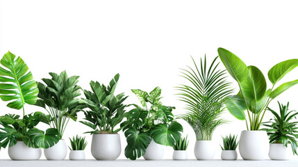 Obraz premium Potted plants in modern style for interior design or wallpaper.