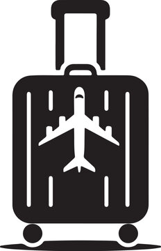 black suitcase with airplane design clip art preview