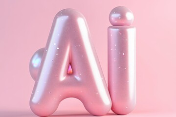 Obraz premium Pink Balloon Letters on Minimal Background 