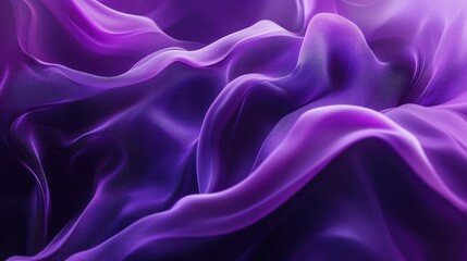 Fototapeta premium Soft, flowing purple waves of light or liquid, creating an abstract, dynamic motion with smooth gradients of color on a dark background.