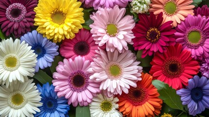 Vibrant multicolored gerbera daisies close-up.