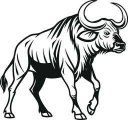 Ox, African Ox silhouette vector art illustration 
