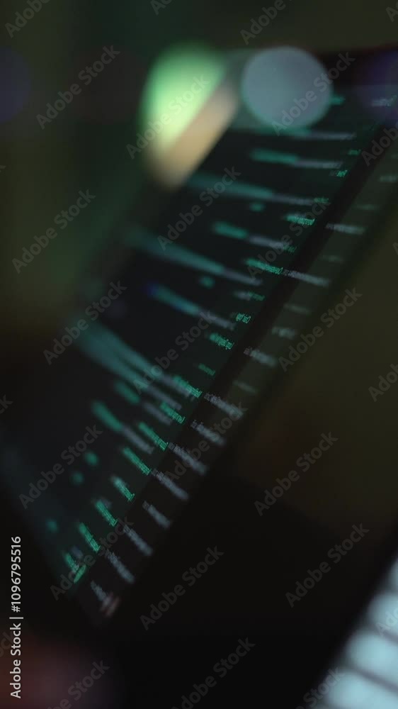 Poster This advanced HighTech Cybersecurity Interface features an innovative Coding Display that offers comprehensive analysis, showcasing the interconnectedness of various devices and systems