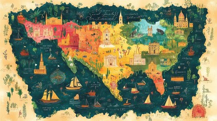 Fototapeta premium A Vivid Artistic Depiction Of Saint Petersburg Landmarks