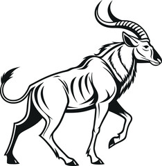 Ox, African Ox silhouette vector art illustration 
