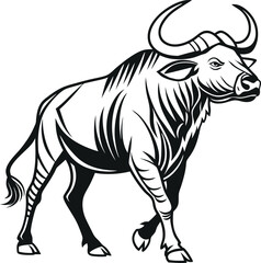 Ox, African Ox silhouette vector art illustration 
