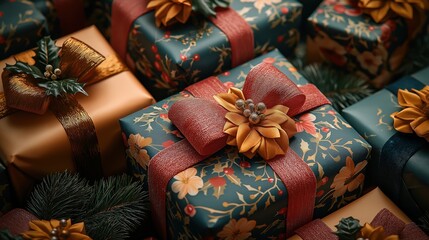 Fototapeta premium Festive Gift Wrapping Ideas for Joyful Celebrations