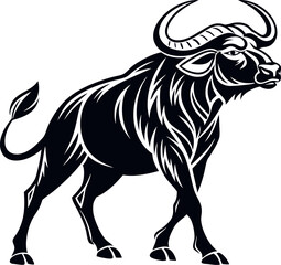 Ox, African Ox silhouette vector art illustration 
