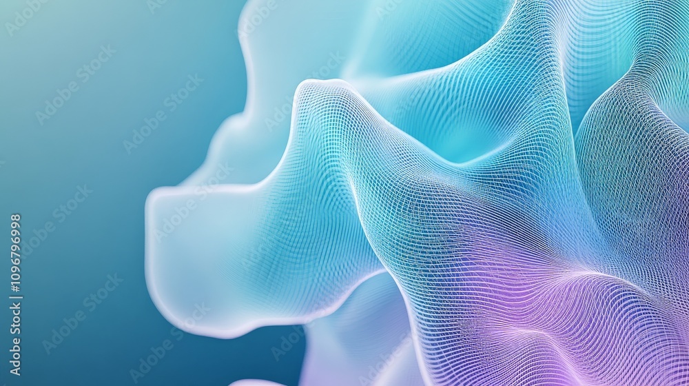 Poster an abstract image featuring flowing waves of translucent colors, creating a sense of movement and de