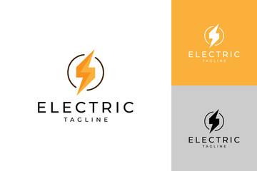 Electricity logo design template, electric and round shape concept